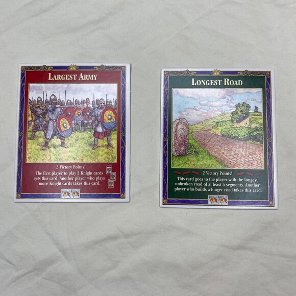Catan Two 2 Special Cards Longest Road Largest Army Game Replacement Parts - Picture 4 of 4